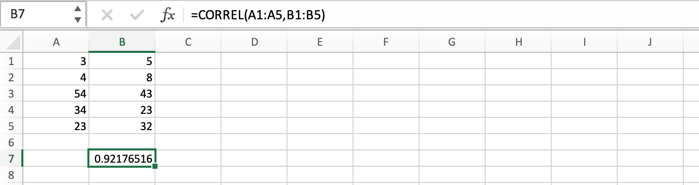 how to calculate correlation in excel
